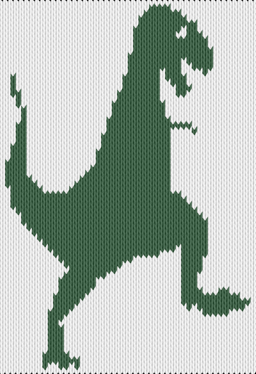 Knitting motif chart, Dinosaurus Rex