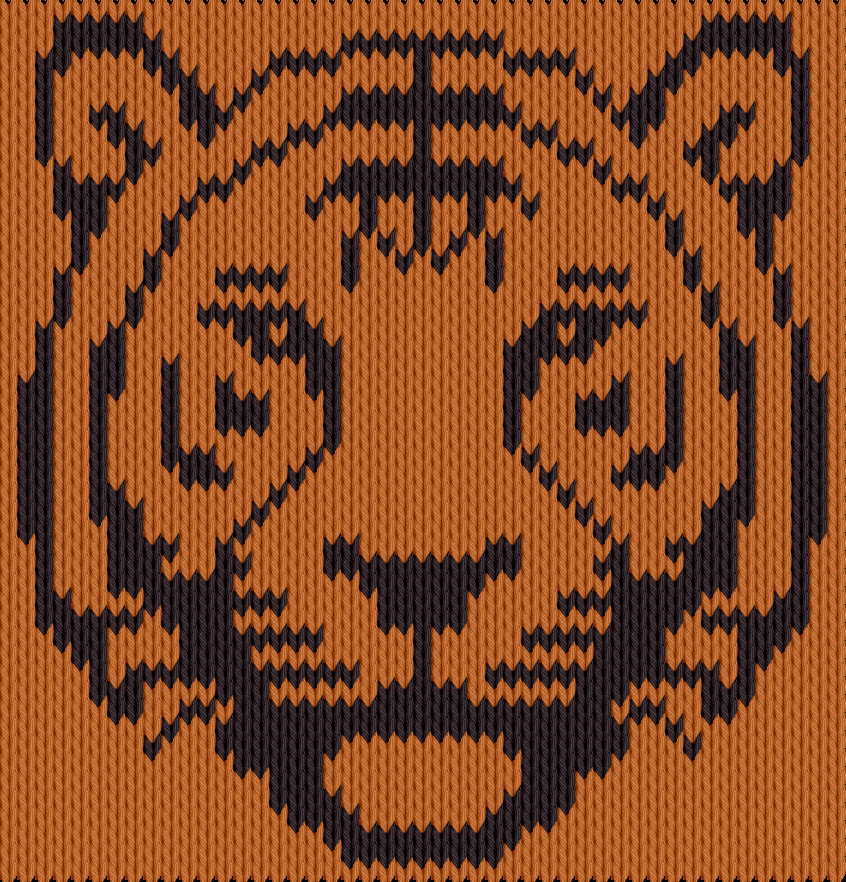 Knitting motif chart, Tiger Face Motif