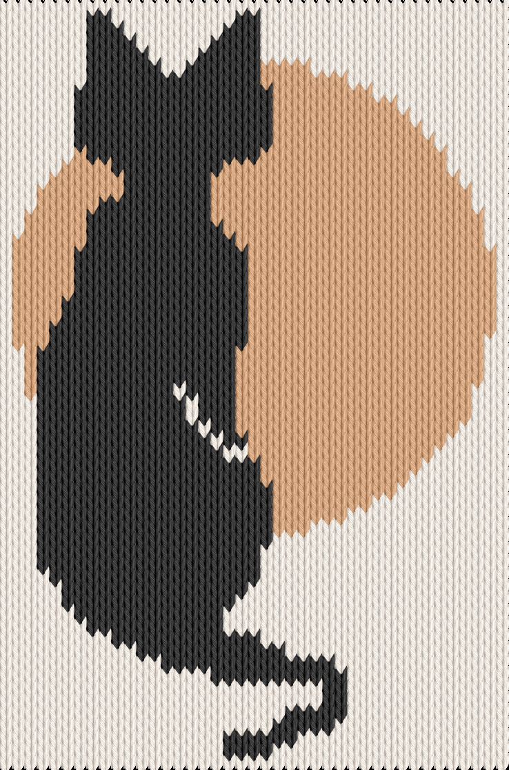 Knitting motif chart, Moonshadow Cat – Silhouette Knitting Motif