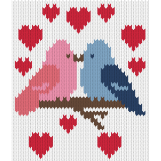 Lovebirds Knitting Motif – Valentine Hearts Chart for Sweaters or Gifts