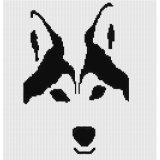 Husky Face Knitting Chart – Bold Black and White Dog Motif