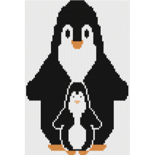 Penguin Hug Knitting Chart – Parent and Baby Penguin Motif | PDF Download for Blankets & Sweaters