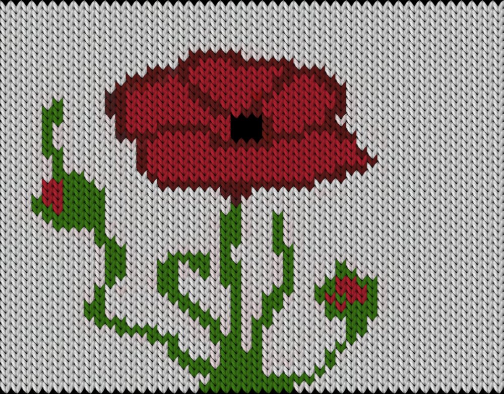 Knitting motif chart, Poppy