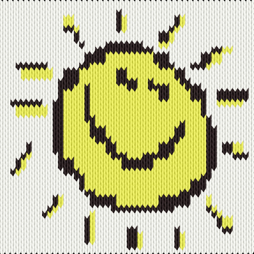 Knitting motif chart, Smiling Sun – Cheerful Motif for Kidswear, Blankets or Summer Knits