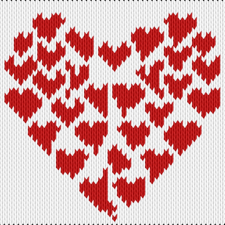 Knitting motif chart, Valentin hearts