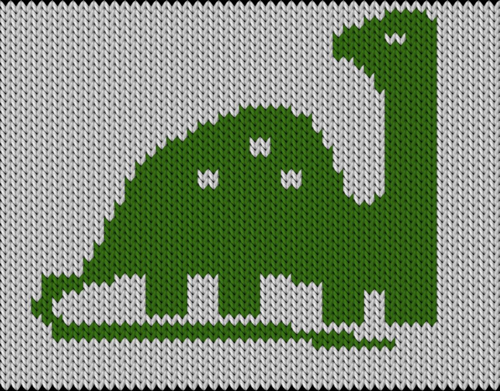 Knitting motif chart, Dino