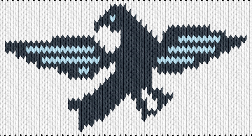 Knitting motif chart, Sky Soaring Bird Motif