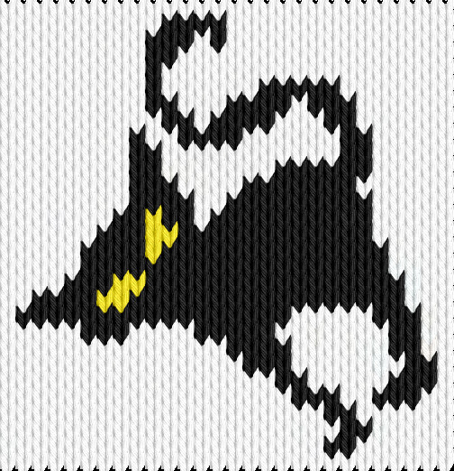 Knitting motif chart, Shadow Cat Motif