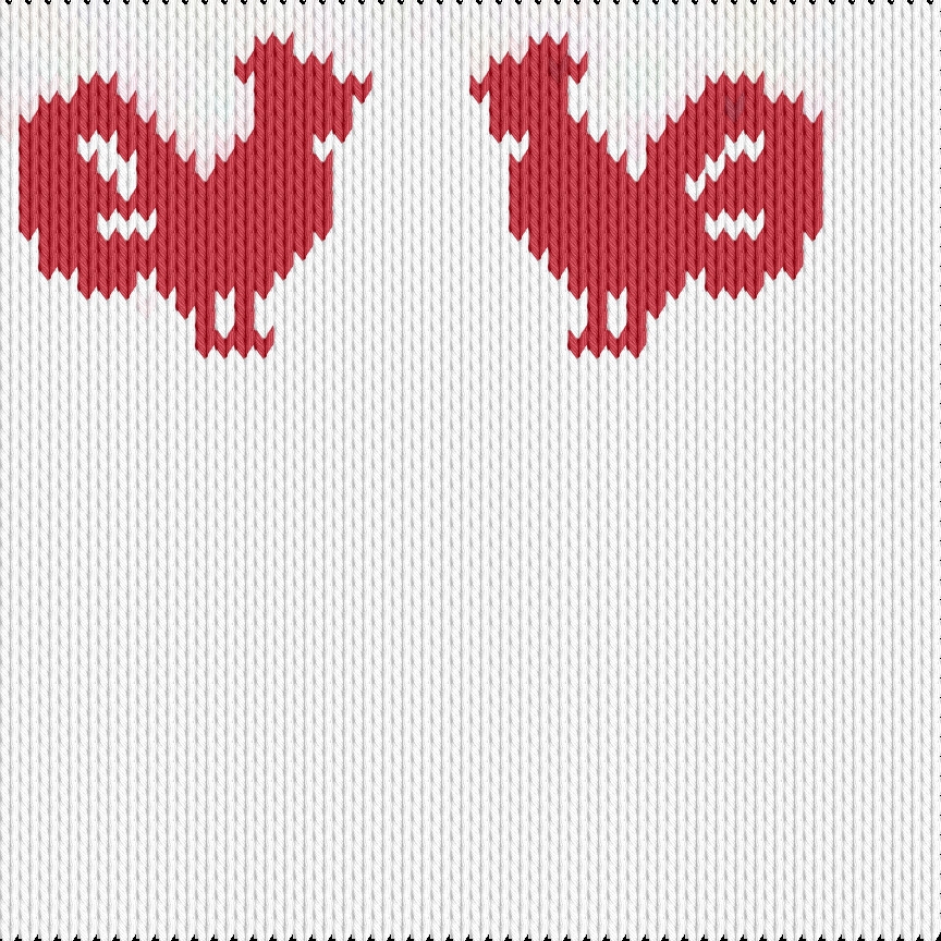 Knitting motif chart, Cock