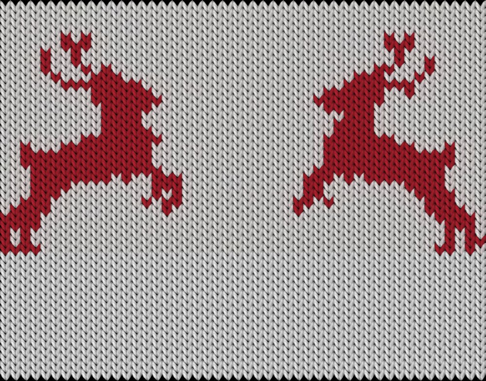 Knitting motif chart, Deers