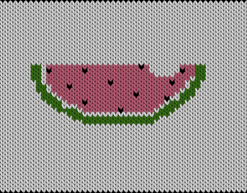 Knitting motif chart, Watermelon