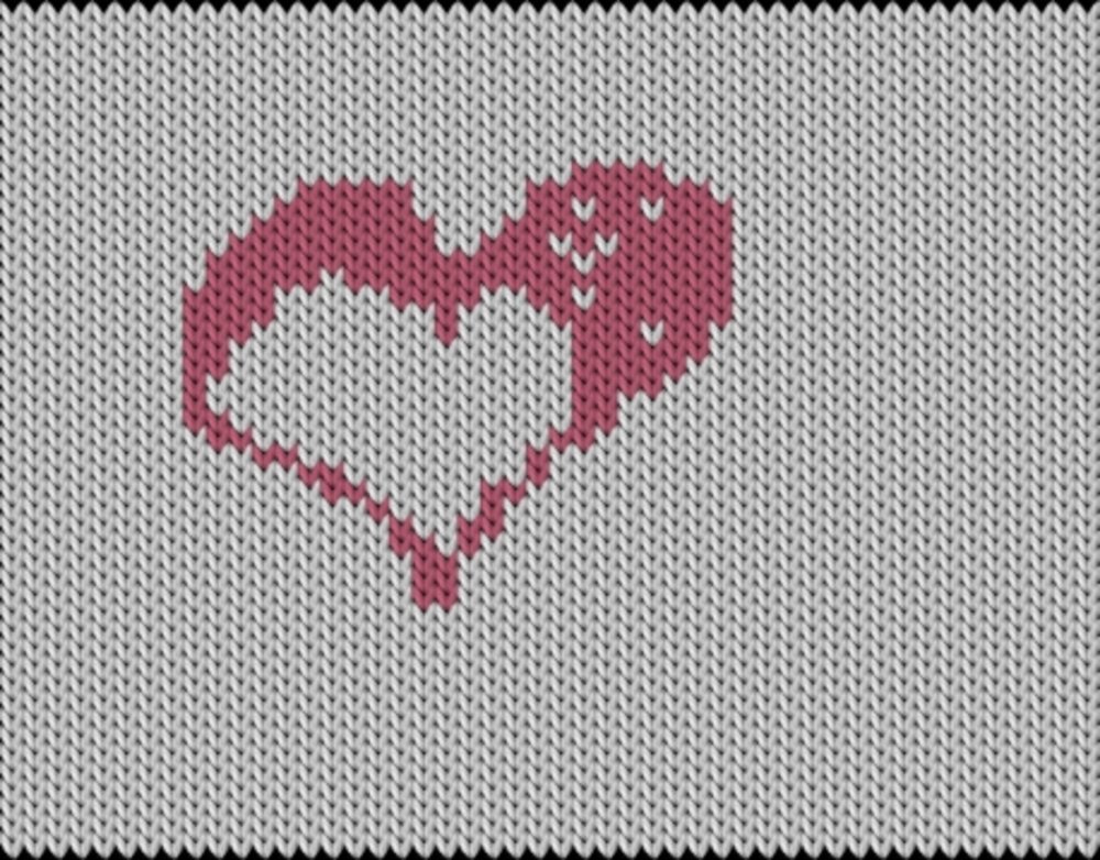 Knitting motif chart, heart test