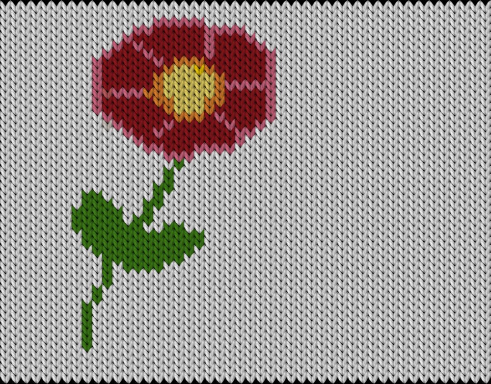 Knitting motif chart, blomma