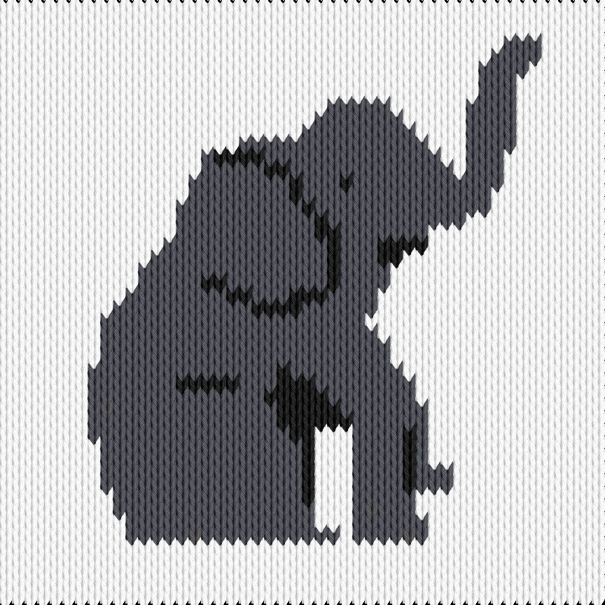 Knitting motif chart, Sitting Elefant