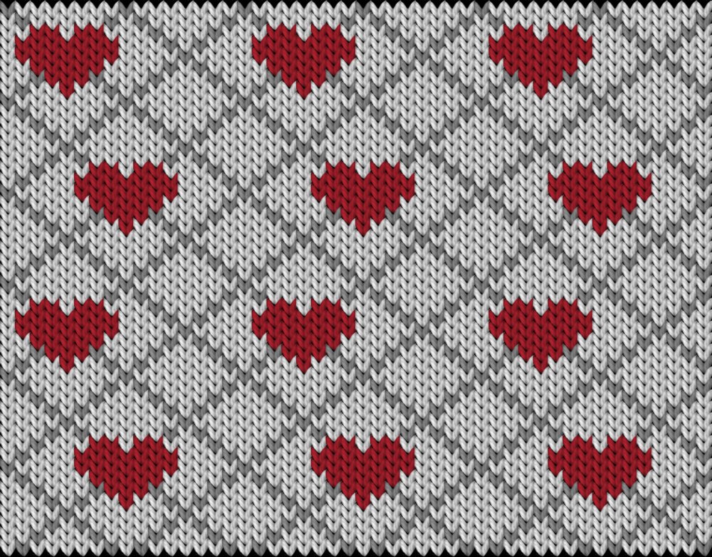 Knitting motif chart, cross my heart