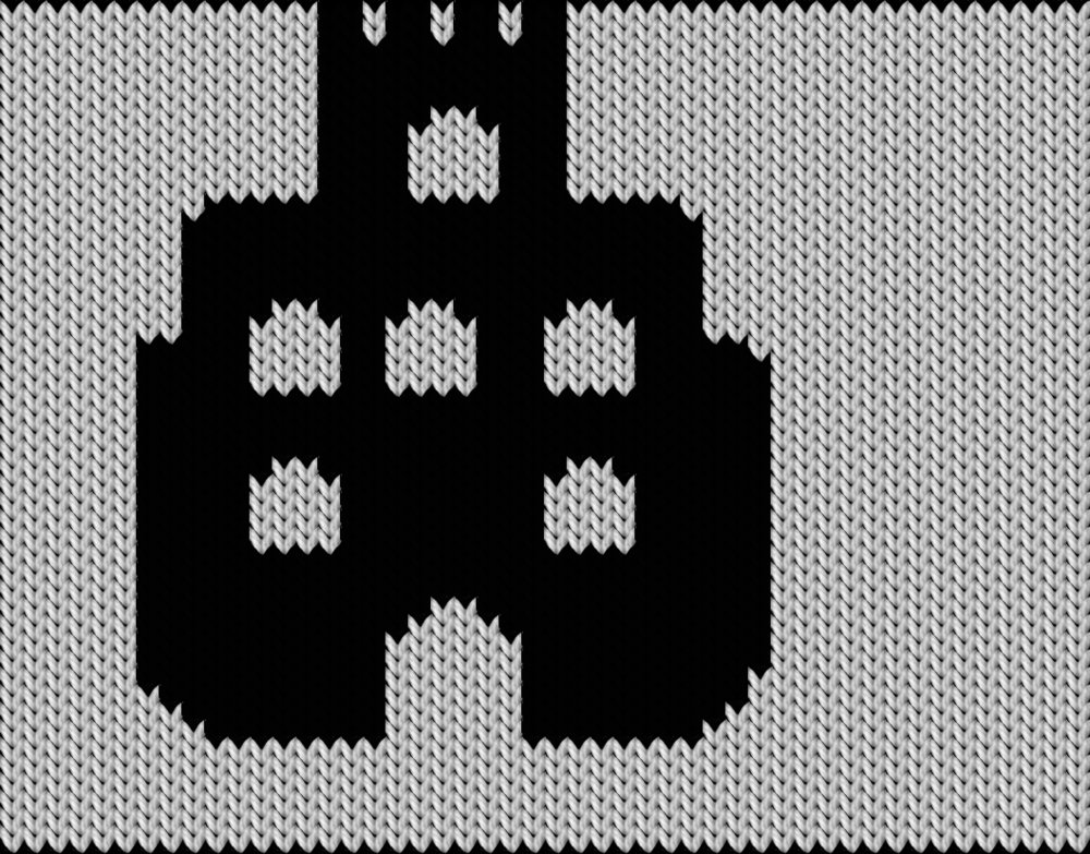 Knitting motif chart, Hallowen castle