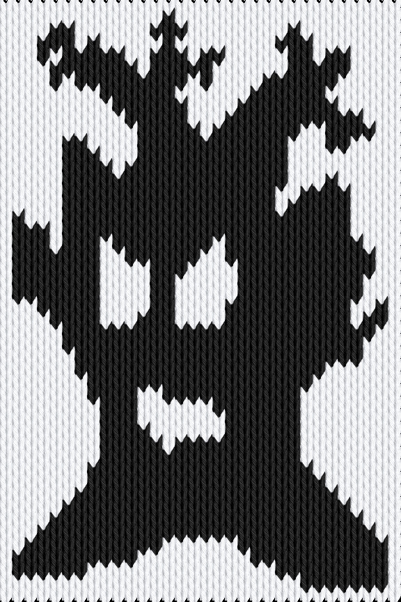 Knitting motif chart, Pumpkin Monster – Spiky Halloween Knitting Motif