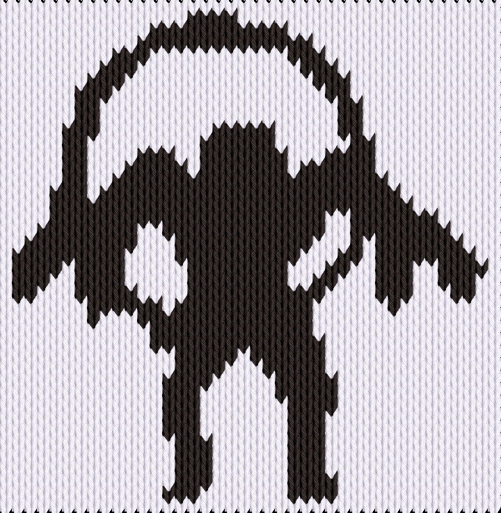 Knitting motif chart, Headphones Skeleton – Knitting Motif with a Beat
