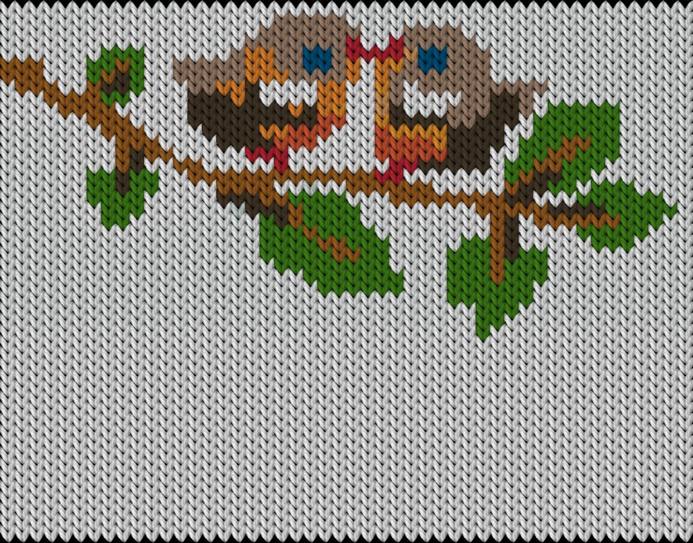 Knitting motif chart, Bird love