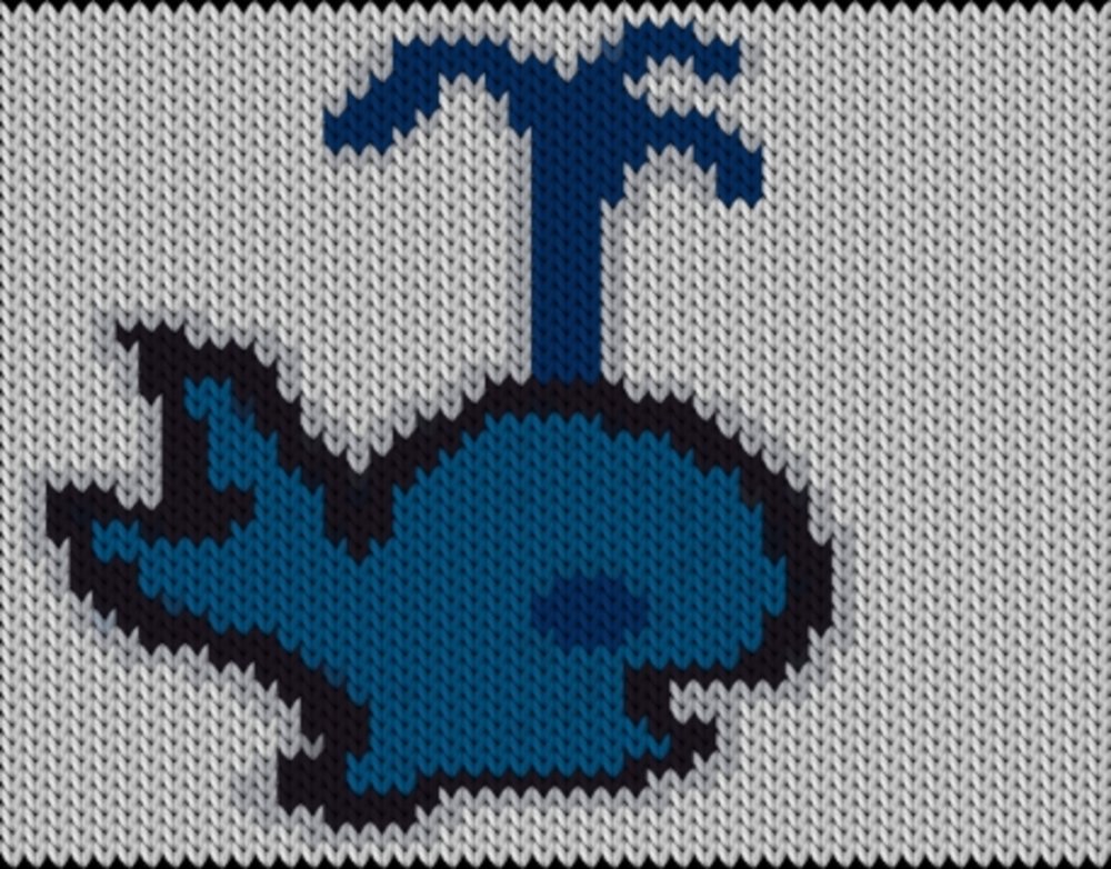 Knitting motif chart, Whale