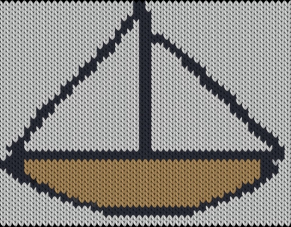 Knitting motif chart, Boat