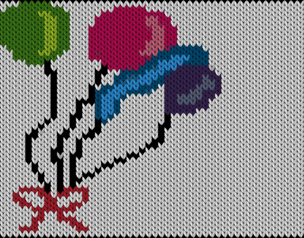 Knitting motif chart, Balloons