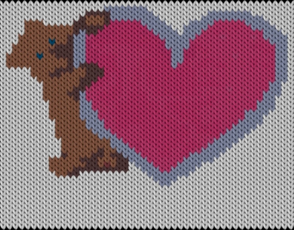 Knitting motif chart, Bear-heart