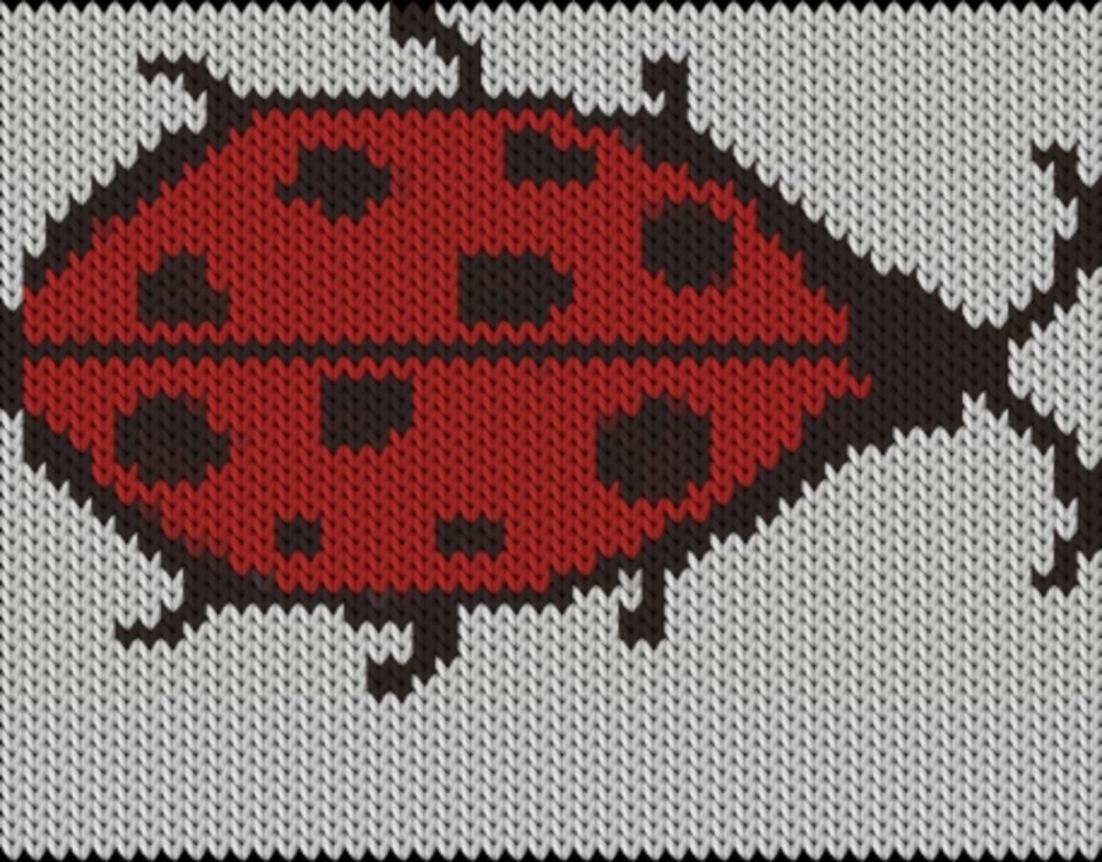 Knitting motif chart, Ladybug