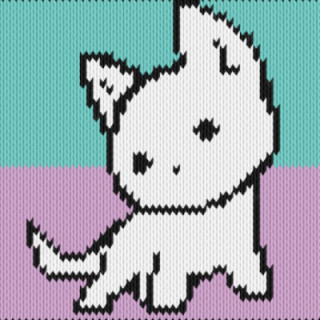 Pixel Kitten Knitting Chart – Cute Retro Cat Motif in Pastel Colors