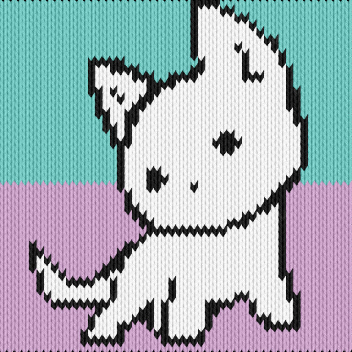 Pixel Kitten Knitting Chart – Cute Retro Cat Motif in Pastel Colors