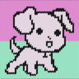 Pixel Pup Knitting Chart – Playful Pastel Dog Motif for Fun Projects