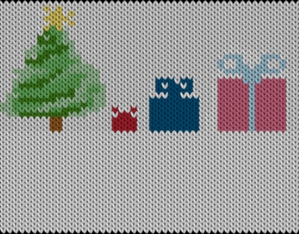 Knitting motif chart, Christmas tree
