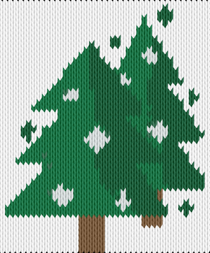 Knitting motif chart, Christmas trees
