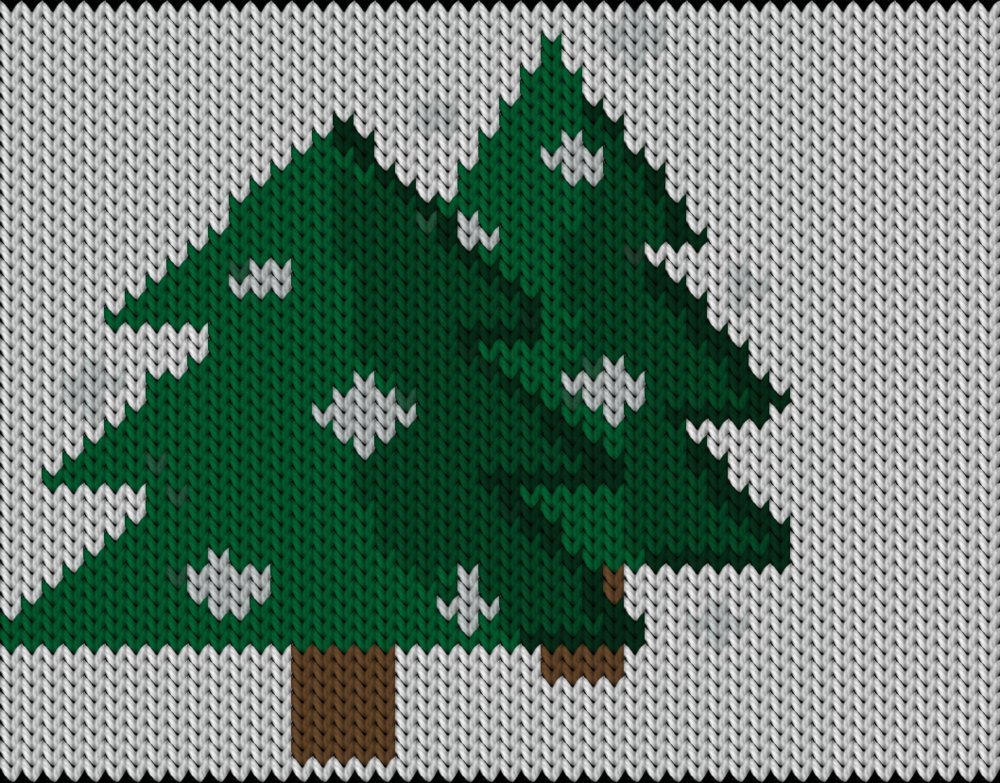 Knitting motif chart, Pines