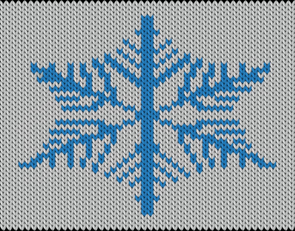 Knitting motif chart, Snowlake -blue