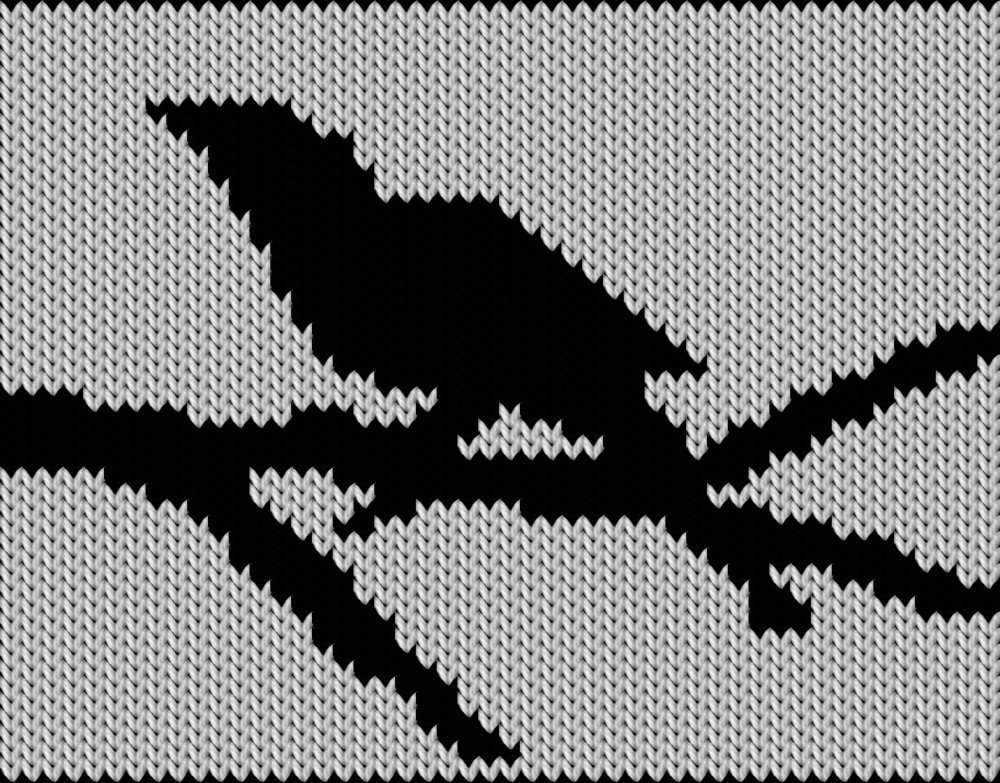 Knitting motif chart, Bird silhouette