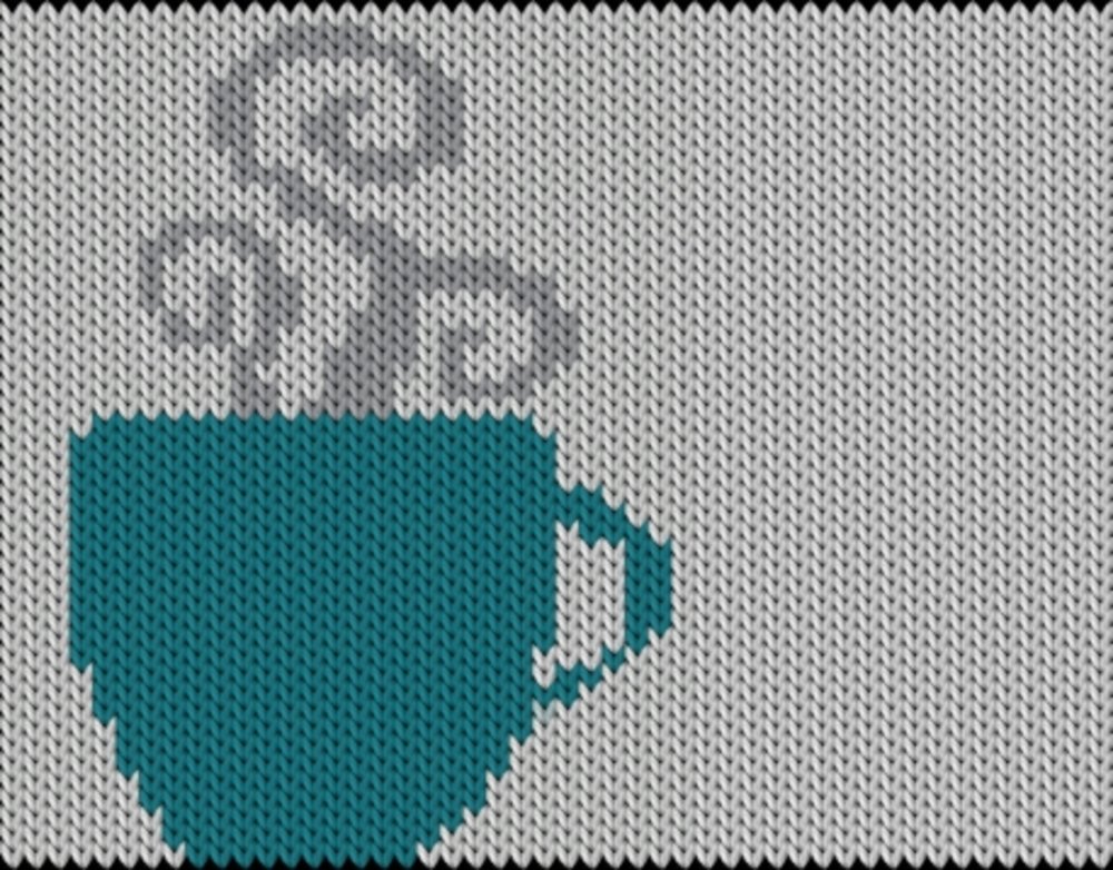 Knitting motif chart, Tea-cup