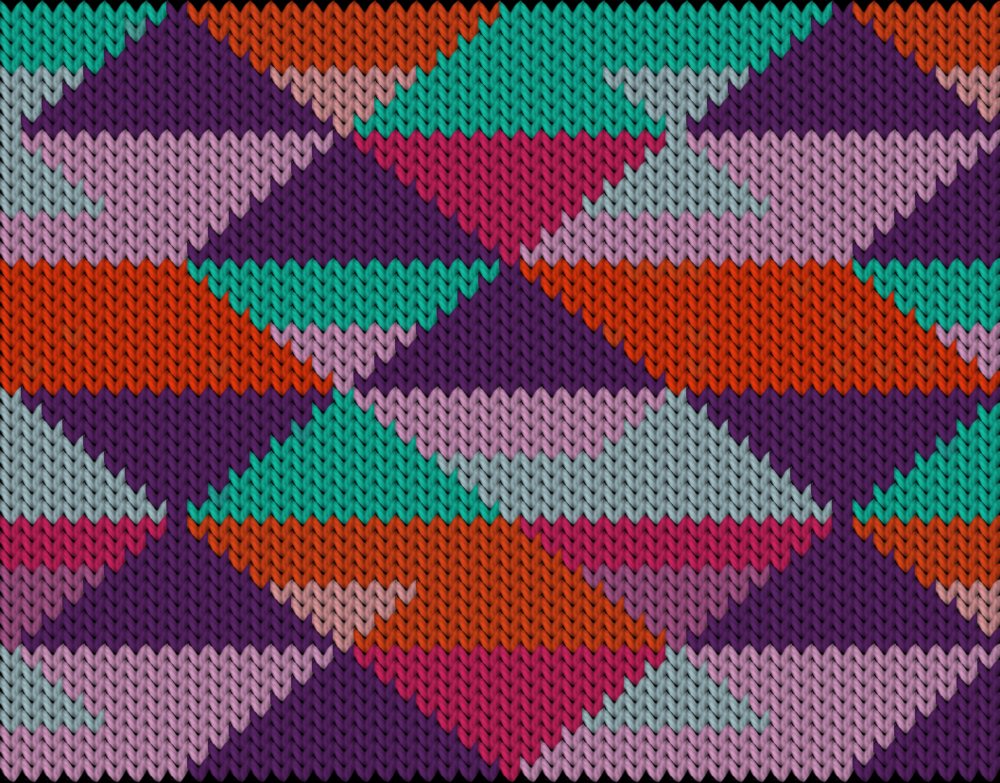 Knitting motif chart, Multicolour triangles