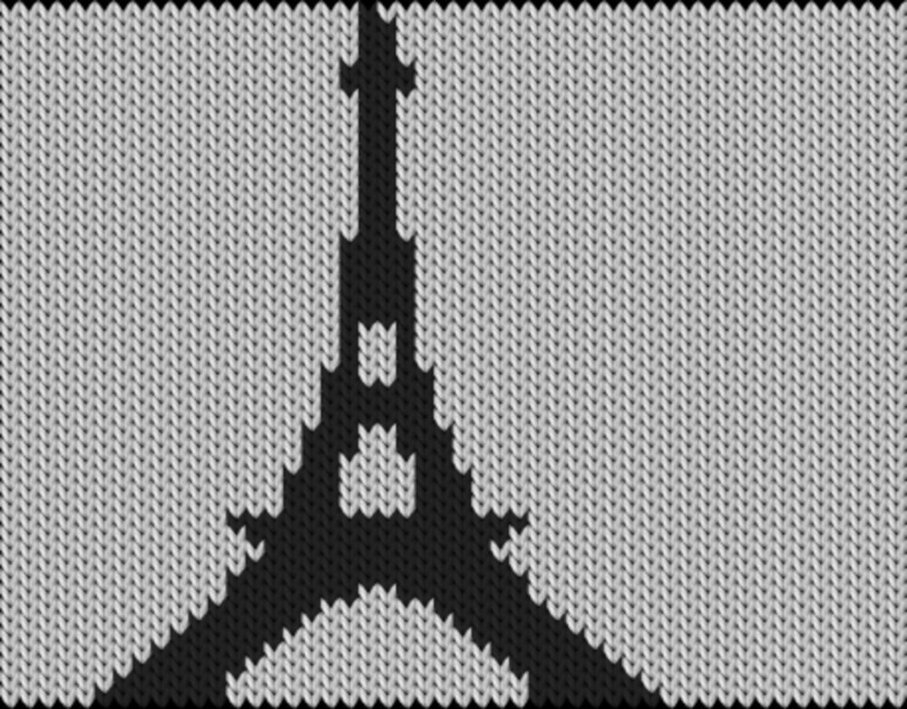 Knitting motif chart, Eiffel Tower