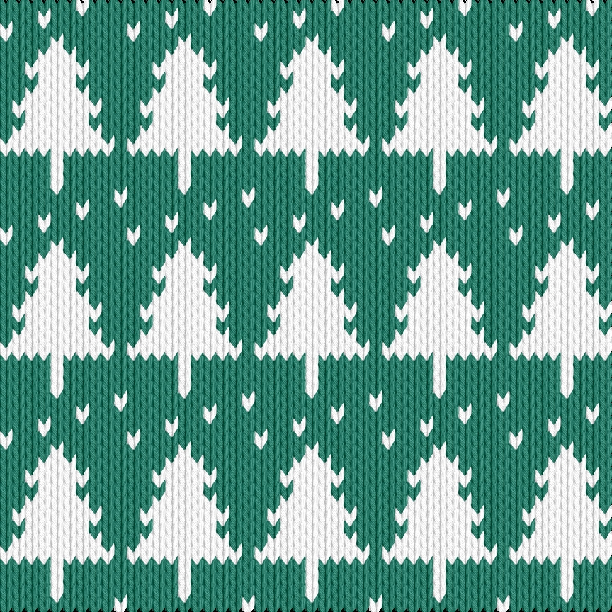 Knitting motif chart, Christmas trees