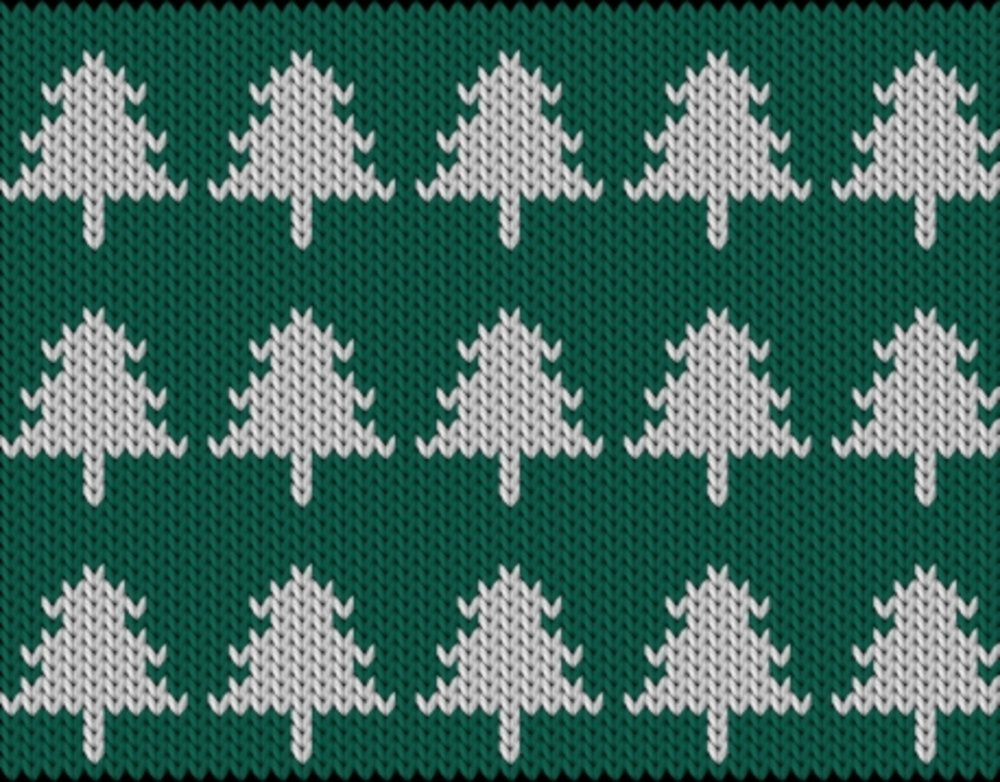 Knitting motif chart, Christmas trees 