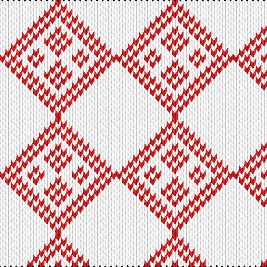Knitting motif chart, Rombus pattern with a touch of Christmas 