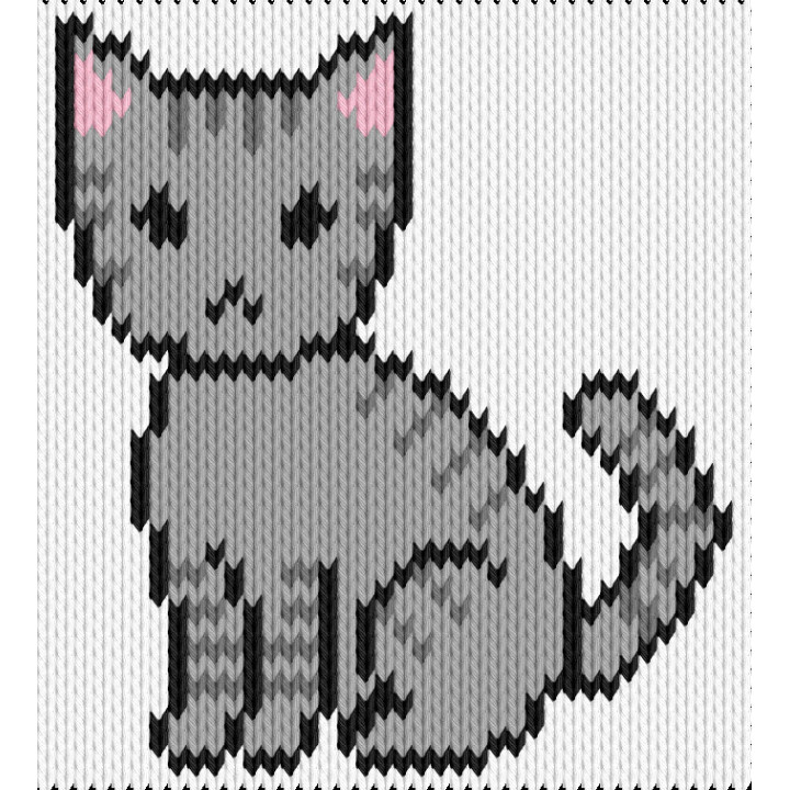 Grey Tabby Knitting Chart – Classic Cat Motif for Cozy Projects