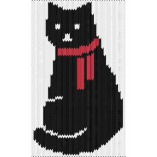 Scarf Cat Knitting Chart – Cozy Winter Motif for Sweaters or Accessories
