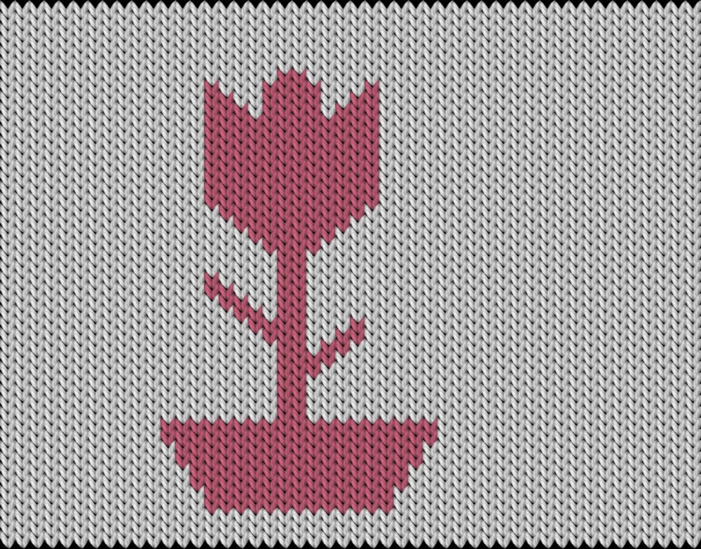 Knitting motif chart, Tulip