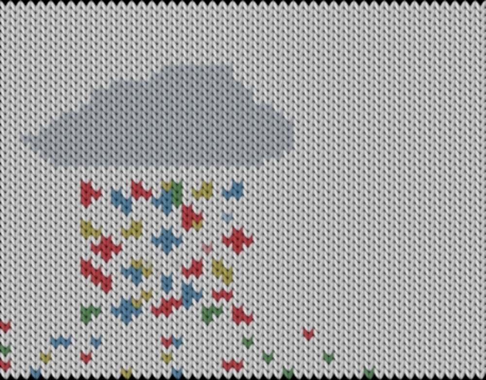 Knitting motif chart, Rainbow-rain