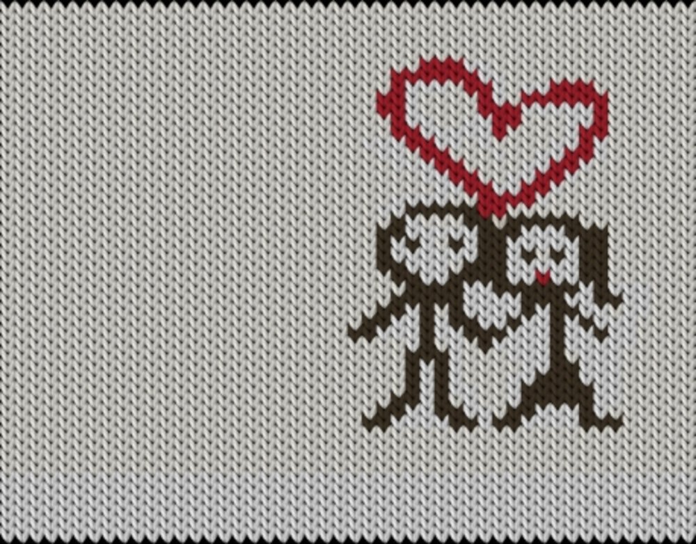 Knitting motif chart, Be in love