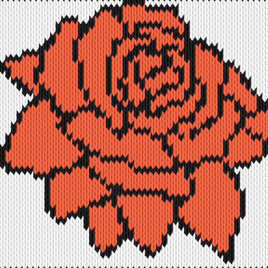 Knitting motif chart, rose