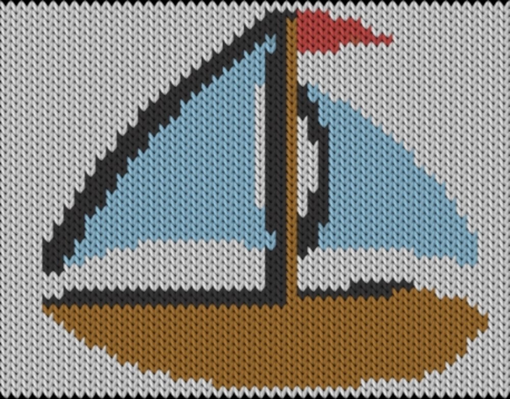 Knitting motif chart, Ship