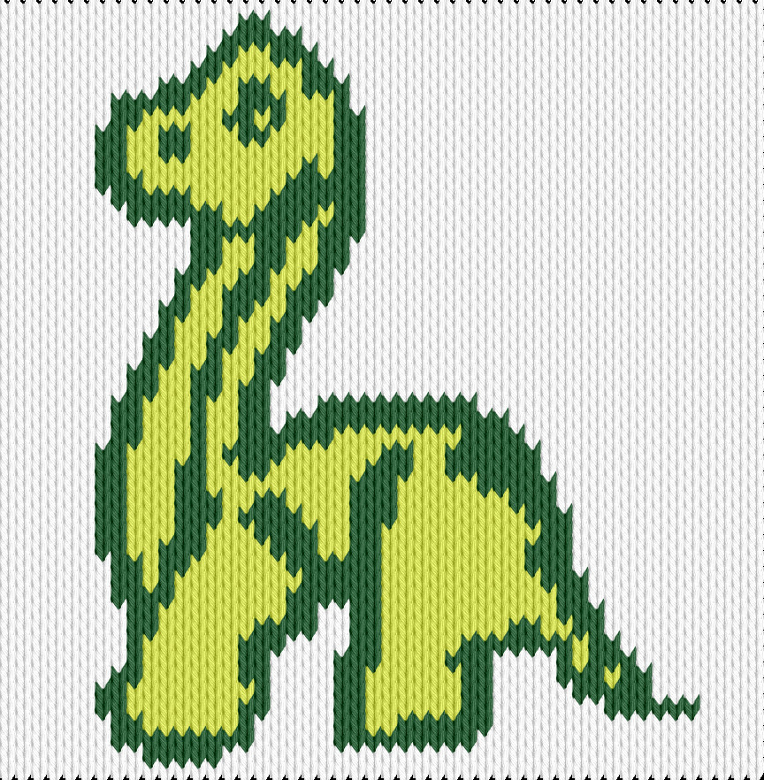 Knitting motif chart, Gentle Giant Dinosaur